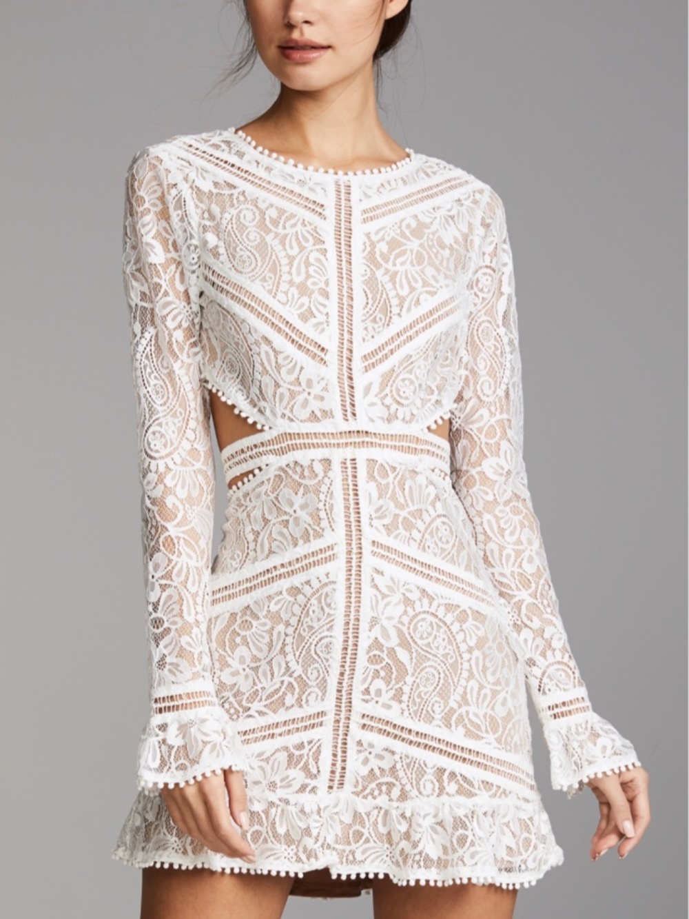 For Love and Lemons Emerie Lace Dress in White
